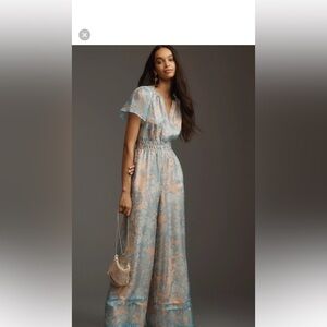 Anthropologie The Somerset Organza Jumpsuit,  pockets, gorgeous NEW. Size M